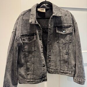Washed Black Denim Jean Jacket